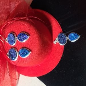 Silver Druzy Set - Blue